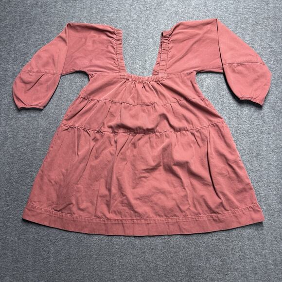 Free People Dresses & Skirts - Free People Denim Lou Jean Babydoll Dress Womens Small Rust Balloon Sleeves